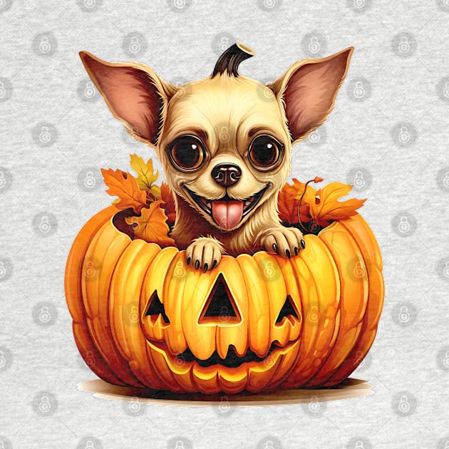 Chihuahua Dog inside Pumpkin #2 by Chromatic Fusion Studio